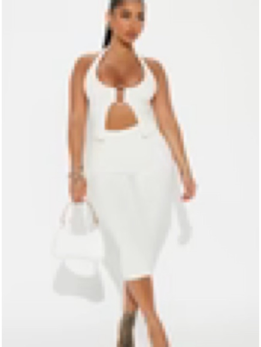 Fashion Nova Cream Ribbed Halter Crop Top & High-Waist Pants Set